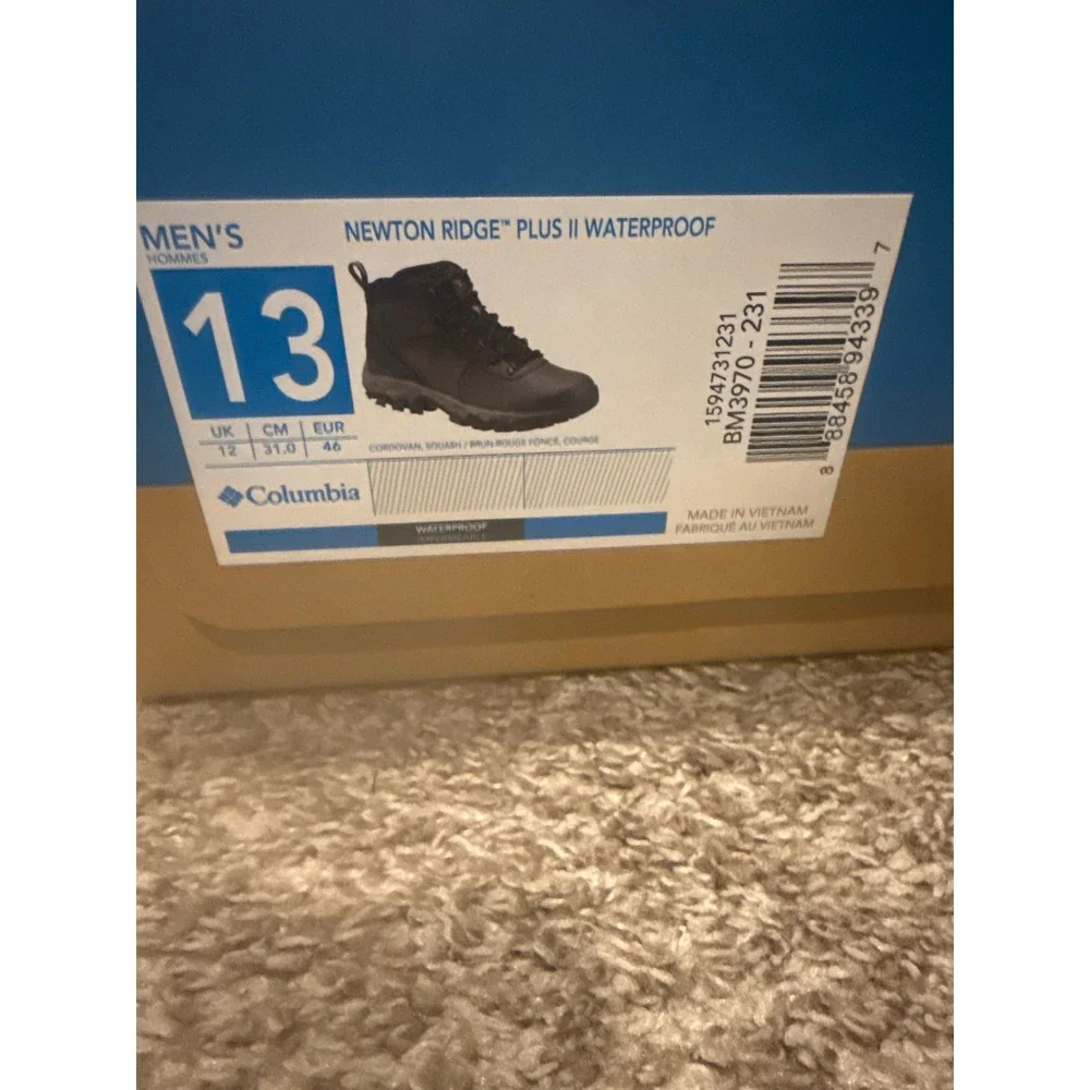 Columbia Newton Ridge Plus II Waterproof Boots Mens 13 Cordovan BM3970-231